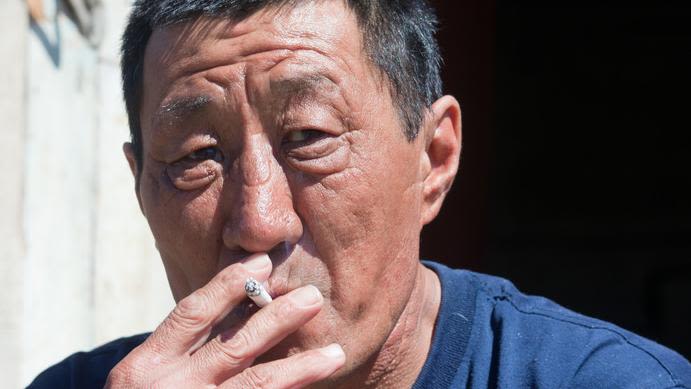 Chinese man smoking