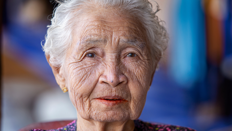 The face on an old Chinese woman